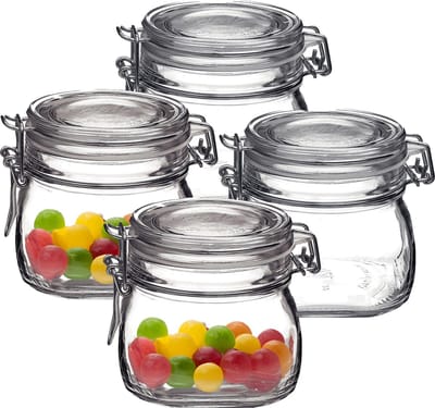 Bormioli Rocco Voorraad/weckpot - 4x - glas - transparant - 10 x 10 cm - 500 ml