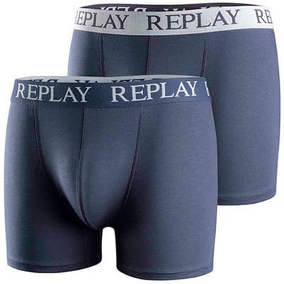 Replay Boxershorts voor heren (Set van 2) (Donkerblauw/Wit)