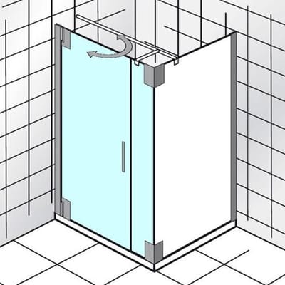 HSK K2P hinged door and side panel 75 cm for side panel stop left