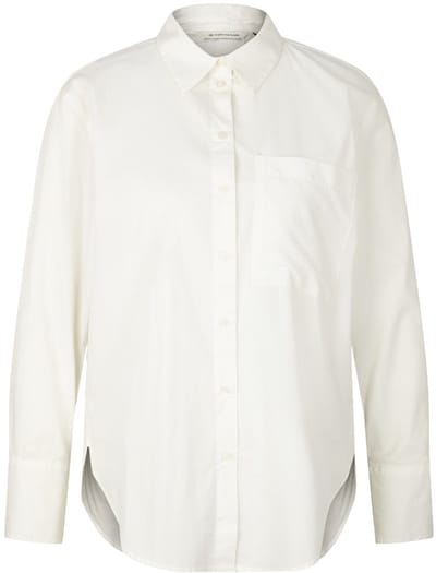 Tom Tailor - Blouse met opgestikte borstzak - Maat 36 - Whisper White
