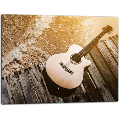 TMK ArtDeko - Glazen Snijplank - 52x40 cm - Gitaar - Beschermend - Inductie
