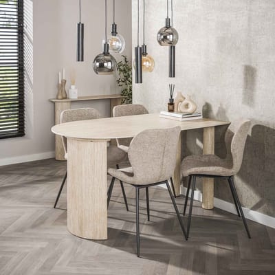 Dimehouse Archon Moderne Eettafel Keramiek Travertin 140x80 cm - Keramiek - Japandi - Deens ovaal