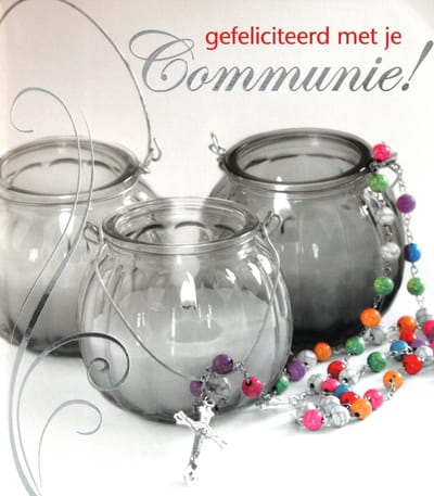 Luxe Wenskaart Communie - Art of Cards - 12x13.5cm - Dubbele Kaart - Met Envelop - Luxe Wens Kaart - Heilige Communie - Greeting Card - 1 Stuks - In Folie Apart Verpakt - Communion - Gemeinschaft - Gratis Verzonden - Hoge Afnamekortingen