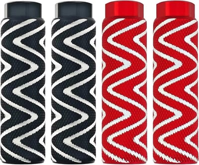 Aluminium Fietspinnen en Voetpedalen - 4 Stuks Geschikt voor 3/8 Inch achterbankstandaards - Zwart en Rood