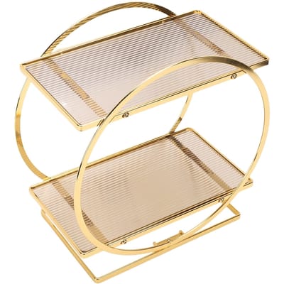 Parfum   2-laags Parfumstandaard   Cosmetische Display Opbergplank voor Badkamer Aanrecht beige