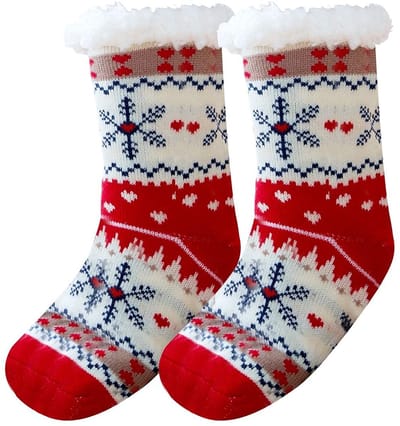MTTproducts- Kerstsokken met sneeuwvlokken - Warme Sokken - Cosy Dames Sokken - Huissokken - Antislip Sokken - Winter Sokken