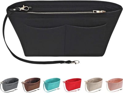 Famanu – Vilten Handtas Organizer Portemonnee Organizer Vilt Insert Bag Organizer Multi-vakken Winkeltas in Tas voor Vrouwen (X-Large - Zwart)
