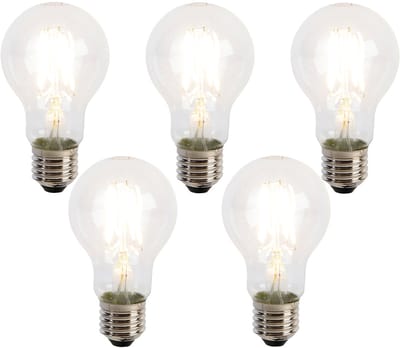 LUEDD Set van 5 E27 LED lamp filament A60 schemersensor 4W 470 lm 2700K
