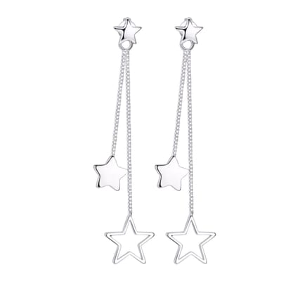 2 Delige lange oorbellen- Zilver- ster - Charme Bijoux
