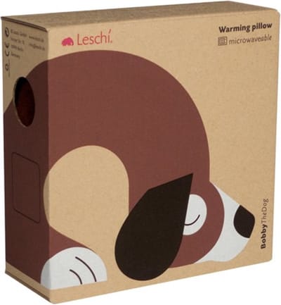 Warmtekussen / knuffel - Leschi - Bobby de hond - Biologische tarwevulling - Opwarmen in magnetron of oven -