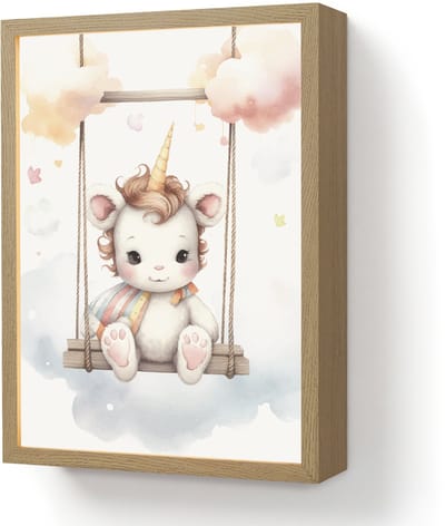 Wandlamp 30x40 cm - Oplaadbaar - Eenhoorn - Dier - Kinderen - Unicorn - Wandlampen binnen woonkamer - Slaapkamer lamp - Decoratieve nachtlamp - Vloerlamp draadloos