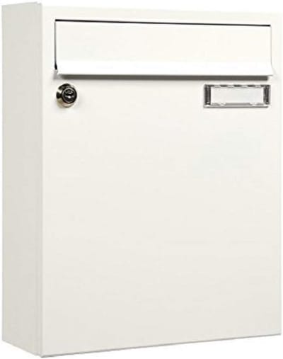 Brievenbus Sonate 133 wit met naamplaatje - Gecoat staal, 33 x 26 x 100 cm