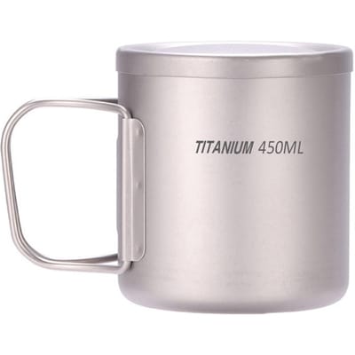 Tasse à eau en titane à Double paroi de 220ml/330ml/450ml/550ml, tasse à café et à thé pour la maison, le bureau et l'extérieur 450ml With handle