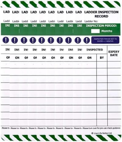 Inspectielabels voor Ladders - Set van 10 Waterdichte Inserts voor Veiligheidscontrole