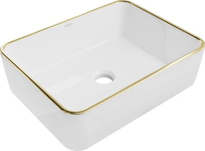 Mexen Catia opbouw wastafel 48 x 37 cm, wit/gouden rand - 21314805