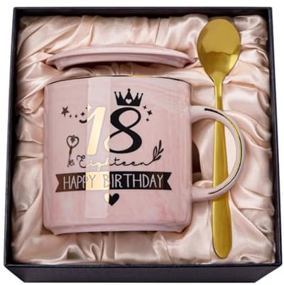 14 oz Koffiemok met Gouden Print voor 18e Verjaardag - Grappig Cadeau voor Meisjes