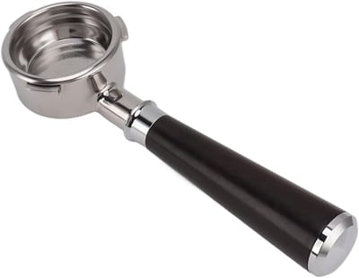 58mm Bottomless Filterhouder met 3 Oren van RVS en Houten Handvat voor Koffiezetapparaat - Perfect voor Barista's en Koffieliefhebbers