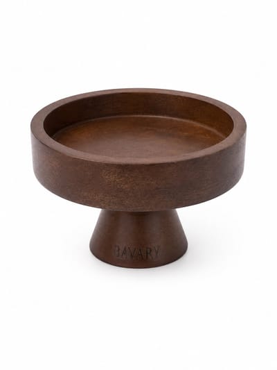 Bavary Aperitiefdisplay van Acaciahout – Houten Dienblad op Voet – Serveerplateau – Taartstandaard – Presentatieschaal – Decoratief Plateau – Rond – 9,6 cm Hoog