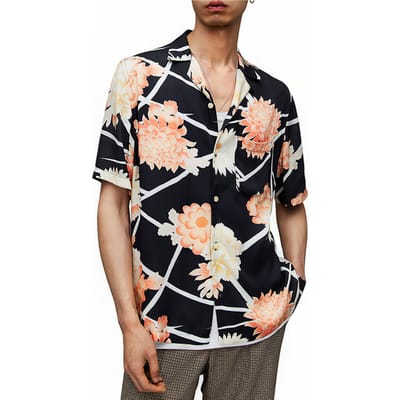 AllSaints Sakura Ss Shirt Jet Black Size: XS | Casual Shirts Outlet | Heren | Zwart