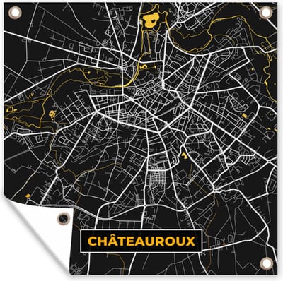 Tuin poster Kaart - Plattegrond - Frankrijk - Châteauroux - Stadskaart - 200x200 cm - Tuindoek