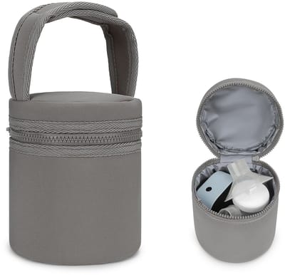 Moedermelkkoeltas-handtas voor het bewaren van melk-Compact en draagbaar-opbergtas voor flessen-af verwijderbarebandontwerp-flessenkoeler-waterdicht, constante temperatuur-perfect voor reizen, buiten, borstvoeding, kolven in babyverzorging-grijsbruin