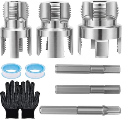 4-in-1 PVC-buisdraadsnijder, PVC-draadsnijder, buisdraadsnijder, buistang met hand- en elektrische boorfunctie, voor 1/2", 3/4", 1" PPR- en PVC-buizen (stijl 1) | Cyslmuk®