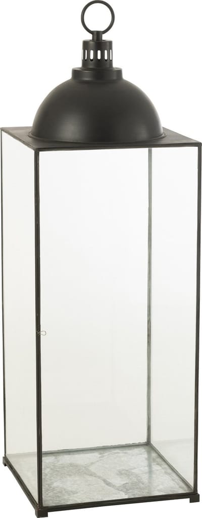 J-Line lantaarn Hagrid - glas/ijzer - zwart - large