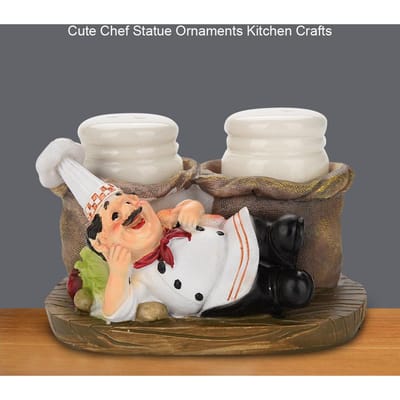 Leuke Chef Standbeeld Zout & Peper Fles Houder Ornamenten Home Decor Keuken Hars Ambachten E14-15019-C
