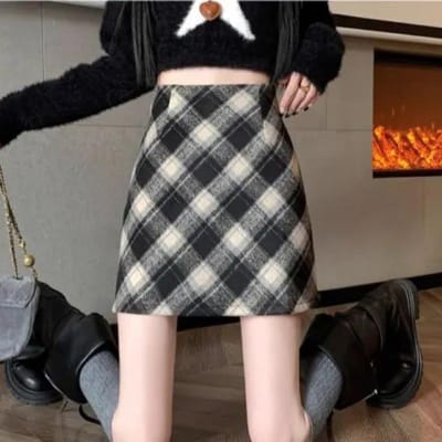 Rok Meisjes Lente en Herfst Winter Nieuw Anti-licht Hoge Taille Dunne Heuprok XL zwart