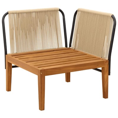 vidaXL - Tuin - Hoek - Sofa - met - Kussens - Massief - acaciahout - & - touw - Naturel