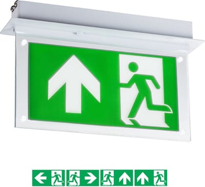Inbouw LED Noodverlichtingsarmatuur 2w, 180 Lumen, IP20, Met Pijlaanduiding