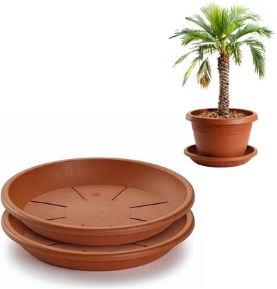 Plasticforte plantenpot onder schotel / opvang schaal - 2x - terracotta - dia 54 cm - Kunststof - voor een pot met dia 65/70 cm