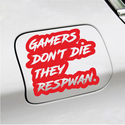 Bumpersticker - Gamers Dont Die They Respawn - 12,6 X 14,8 - Rood
