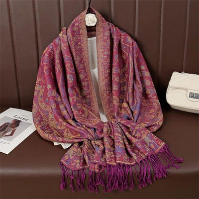 Paisley Pashmina Sjaal Sjaaltjes Dames Jacquard Cashew Print Sjaals Bloemen Randen Vrouwelijke Kwast Deken Omhulsels Etnische Sjaals 70x190cm brown