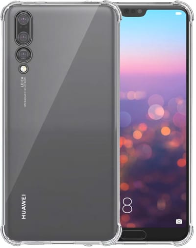 Smartphonica Telefoonhoesje Geschikt voor Huawei P20 Pro Transparant Schokbestendig met Afneembaar Universeel Telefoonkoord - Backcover Case Siliconen ShockProof with Lanyard