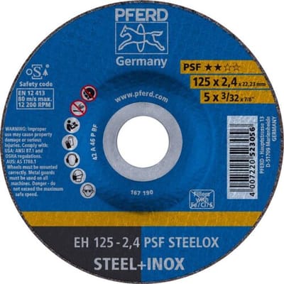 PFERD TOOLS PSF STEELOX 61720326 Doorslijpschijf gebogen 125 mm 25 stuk(s) RVS, Staal