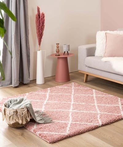 Vierkant berber vloerkleed - Artisan roze/wit 140x140