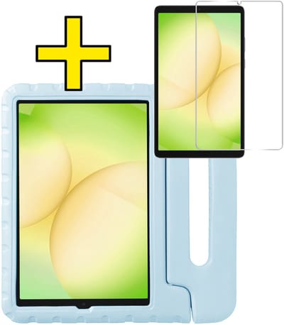 Hoes - Geschikt voor Samsung Galaxy Tab A11 - Met Screenprotector - Kinderhoes Shockproof Bumper - Kidsproof Case - Tablet Hoesje - Kinder Hoesje Cover - Sky