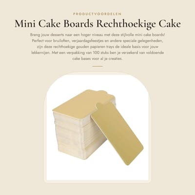 Dailygoods- Cake Boards 100 Stuks - Rechthoekige Gouden Taartbodems - Papieren Mousse Cake Bases - Cupcakevormen - Dessert Display Trays - Hoogwaardige Materialen - Taartplanken