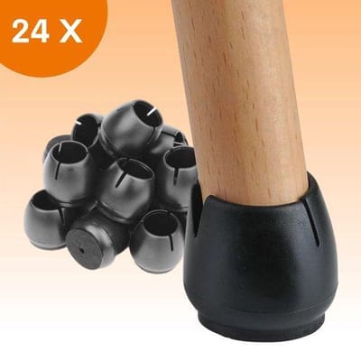 FLOOQ - Stoelpoot Doppen - 30-38mm – met Anti-Kras Vilt – Stoelpoot beschermers - Vloerbescherming – Stoelpootbeschermers – 24 Stuks  – Zwart – Rond