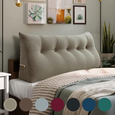 Rugkussen Bed - Hoofdeinde Leeskussen - Comfortabel Lezen - Afneembare Hoes - 160cm Breed - Lichtbruin