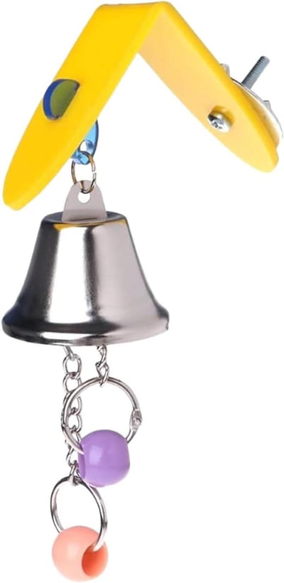 Vogel Speelgoed - Knaagspeelgoed Papegaai - Kooi Verrijking - Met Bel en Gong - 13 cm Hoog - Multicolor