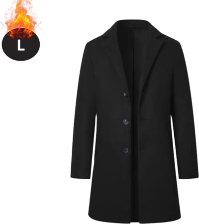 Livano Winterjas - Trenchcoat - Heren - Winter - Herfstjas - Volwassen - Stijlvol - Knopen - Zwart - L