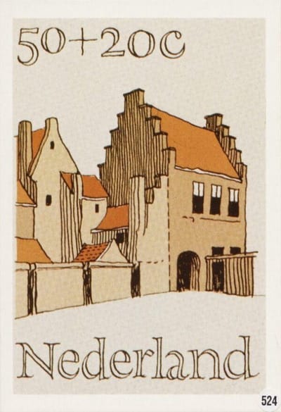 Briefkaart met afbeelding Kuiperspoort Middelburg postzegel