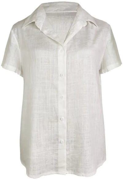 Livano Linnen Blouse Dames - T-Shirt - Polo - Overhemd - Shirt - Zomer - Ibiza Stijl - Beige - Maat S