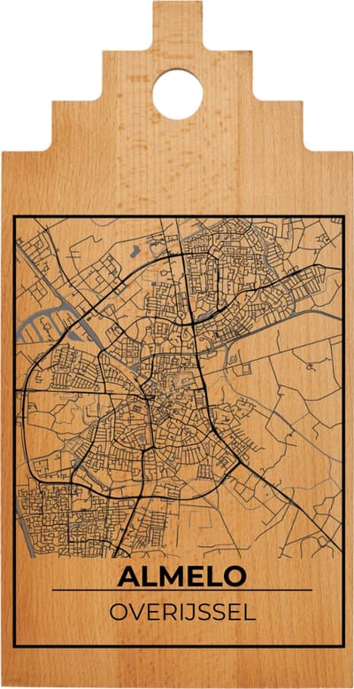JM Woods - Borrelplank - Serveerplank - Hapjesplank - Kaasplank - Plattegrond - ALMELO - Gepersonaliseerd - Cadeau tip!