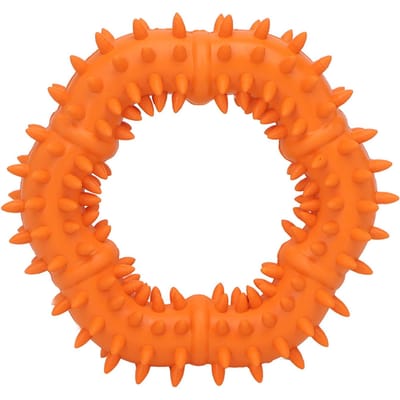 Hondenkauwspeelgoed Doornontwerp Rubber Lichtgewicht Gooien Vangen Vliegende Klittenbandring Hondenspeelgoed orange
