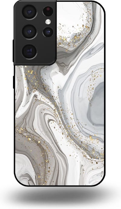 Smartphonica Telefoonhoesje geschikt voor Samsung Galaxy S21 Ultra met marmer opdruk - TPU backcover case marble design - Zilver geschikt voor Samsung Galaxy S21 Ultra