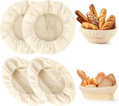 Deegdoeken Set - Linnen Bakdoeken - Brood Bakken - Met Elastische Band - 25 en 28 cm - Natuurlijk