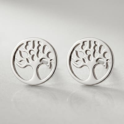 Lundholm Hannah Oorknopjes Dames Zilverkleurig – Premium Stainless Steel – Levensboom Oorbellen – 1 cm – Ronde Oorstekers – Symbolische Oorknopjes – Waterproof & Hypoallergeen – Scandinavisch Design